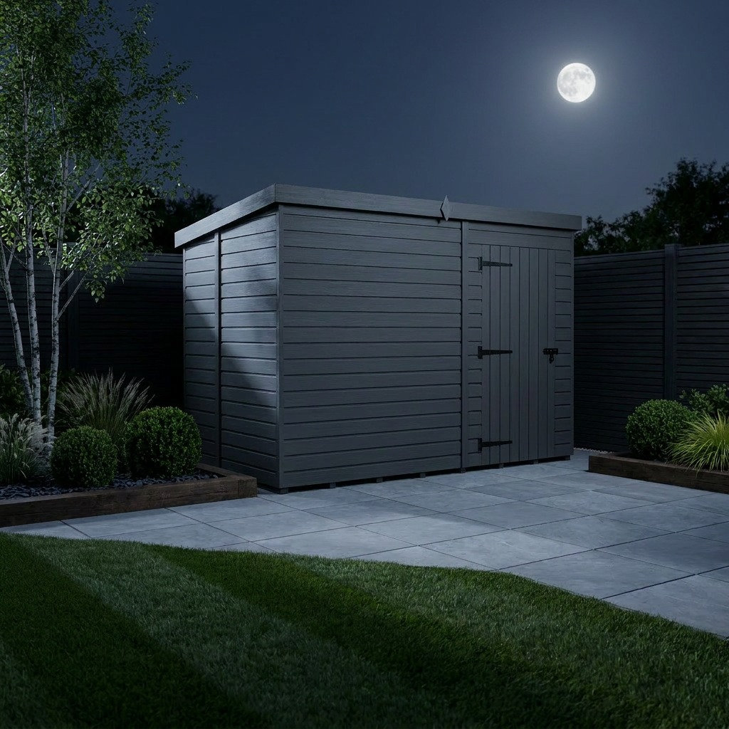 Total Sheds 9ft x 7ft Composite Pent Garden Shed - Single Door - No Windows - EPDM Rubber Roof - UK Manufactured