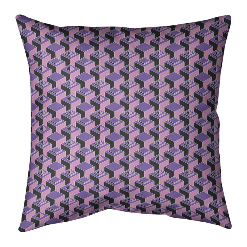 Housse de coussin Skyscrapers, 16 po x 1 po, Petit : mauve, rose, Croisé en coton