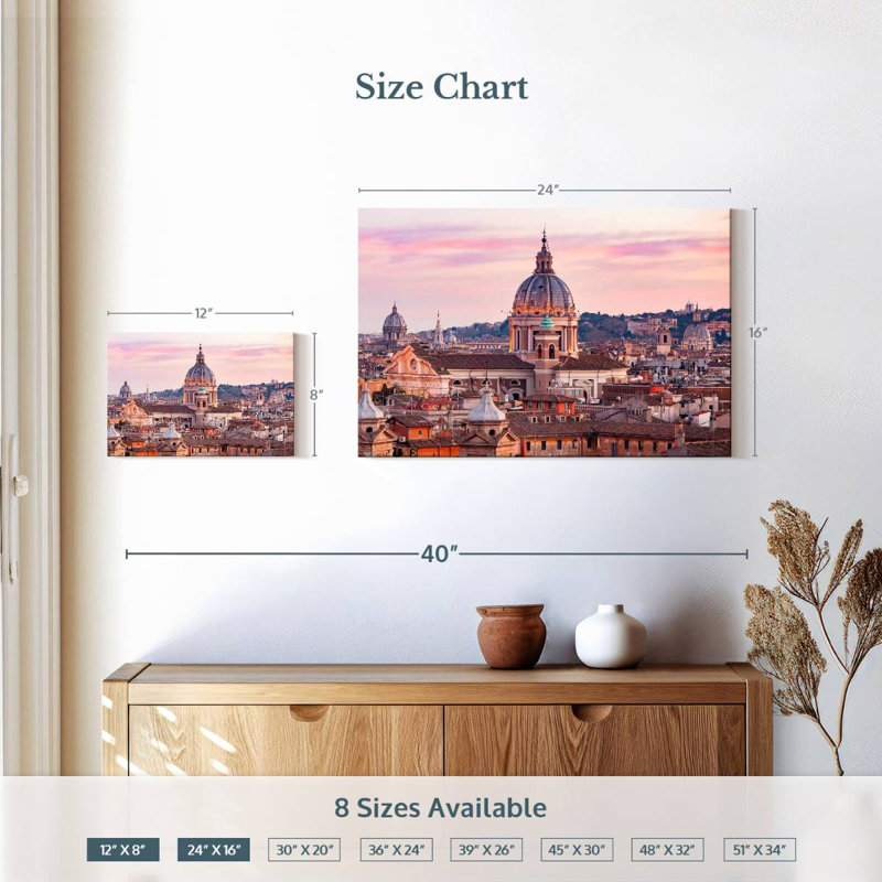 Paysage de coucher de soleil Kavia Rome, H 16 po x l 24 po