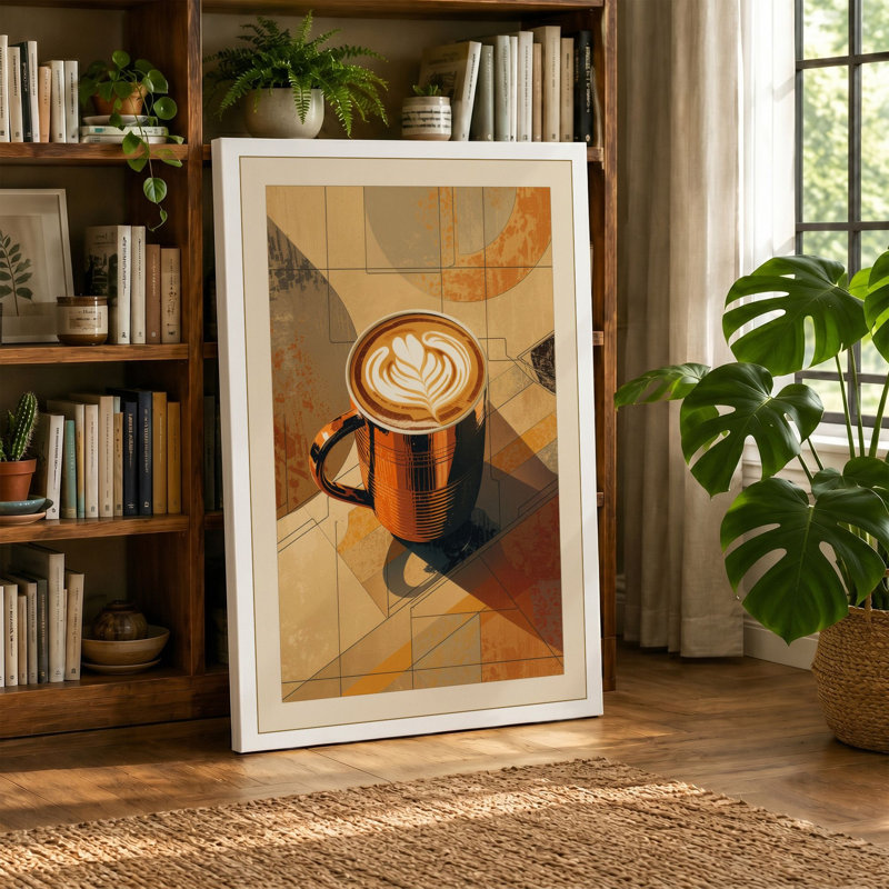 Coffee in Geometry Modern - Wrapped Canvas, 18x12 - 45.7 x 30.5 cm, Cream Border