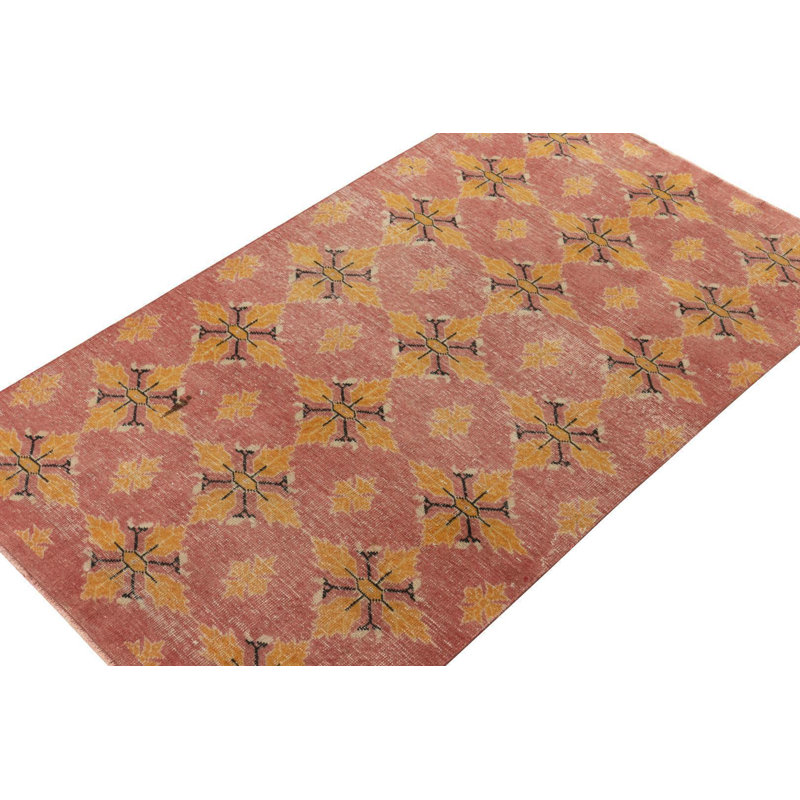 Wool Floral Area Rug in Pink/Orange