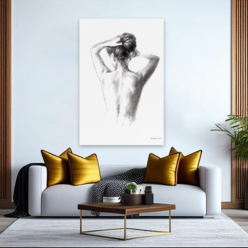 Art féminin noir et noir et blanc, H 60 po x l 40 po