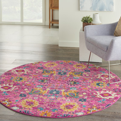 Tapis rose fuchsia / jaune / bleu Dreher