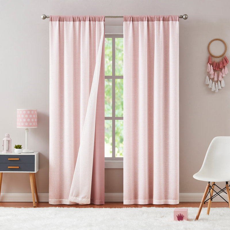 Blush Polyester Blackout Rod Pocket Kids Curtain Panel
