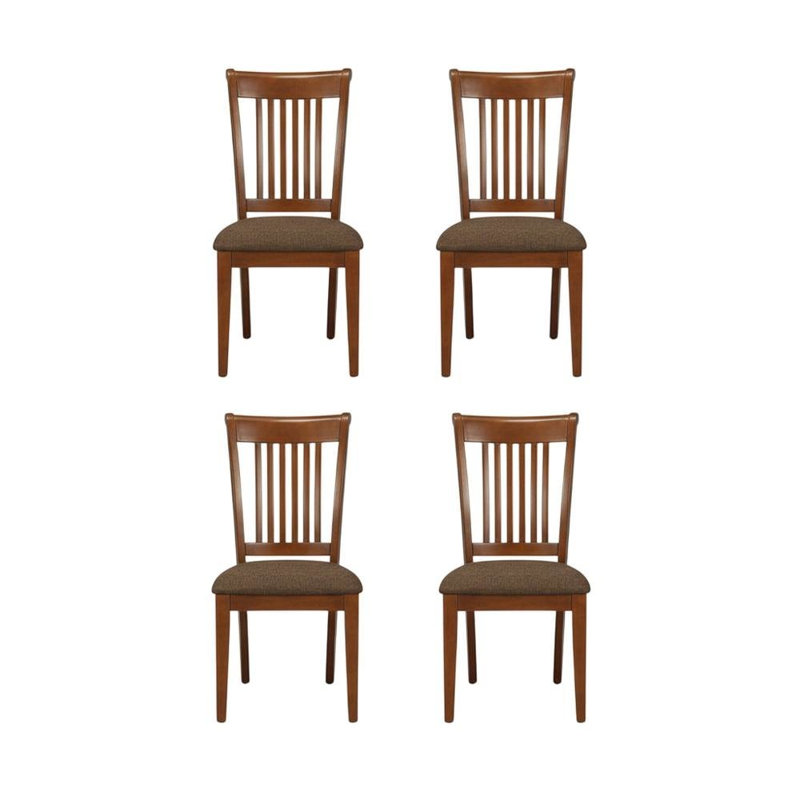 Slat Back Dining Chairs Set Of 4, Fabric Seats, Solid Wood Frame, Linen Upholstery, Stylish Legs, Durable Hardwood, Easy To Clean