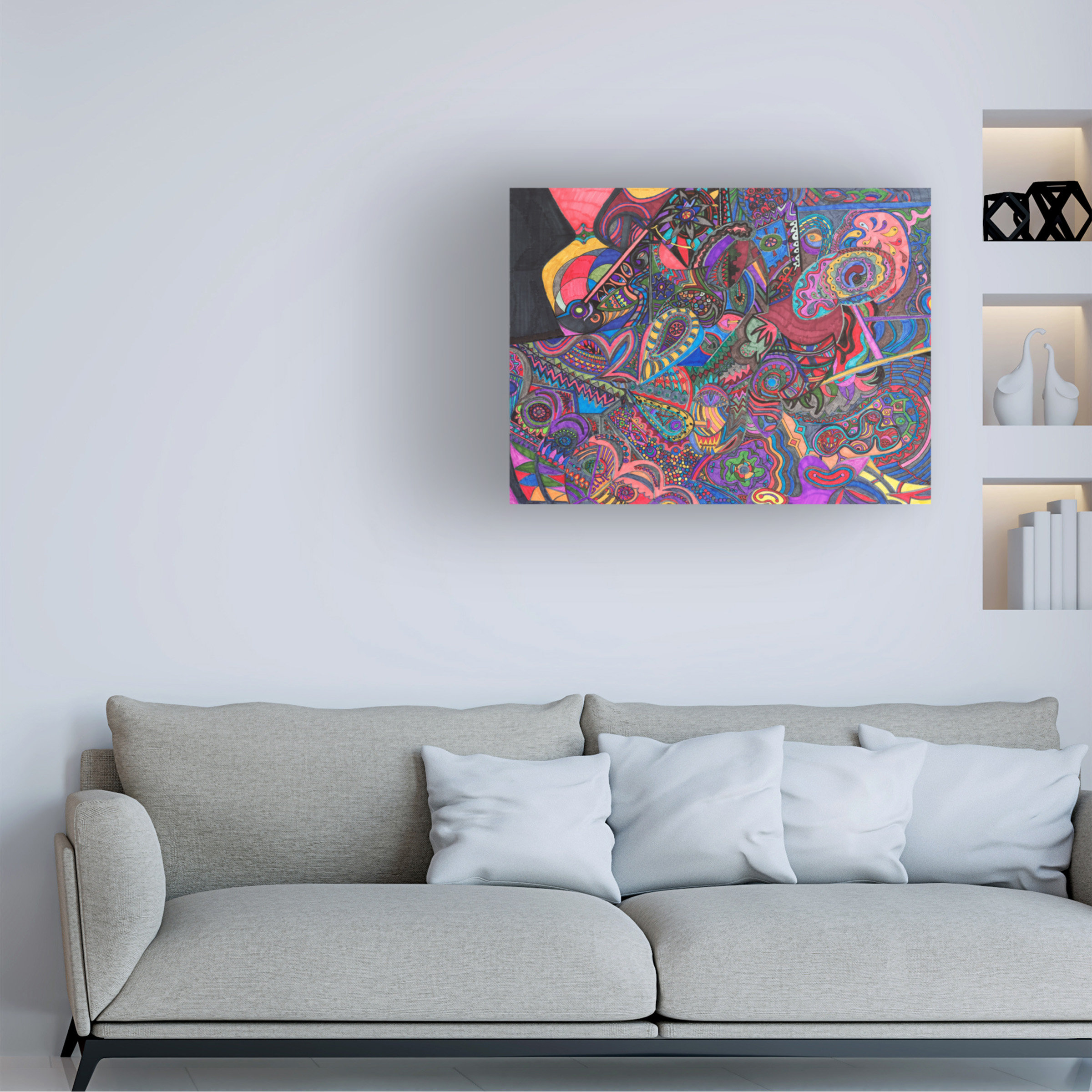 Wrought Studio Abstract Snakes And Wallpaper On Canvas by Ellen Kossoff