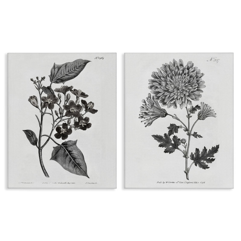 Ensemble de 2 reproductions d'art sur toile rétro en fleurs, design par Kelly Donovan, H 20 po x l 16 po