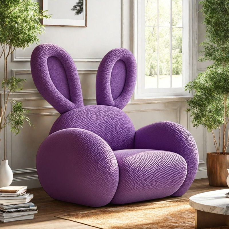 Modern Minimalist Rabbit-shaped Sofa Chair, Mauve