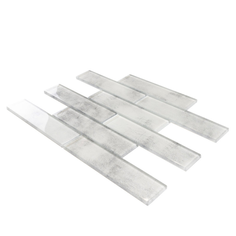 2X8 Subway Glass Mosaic Tile, Mineral