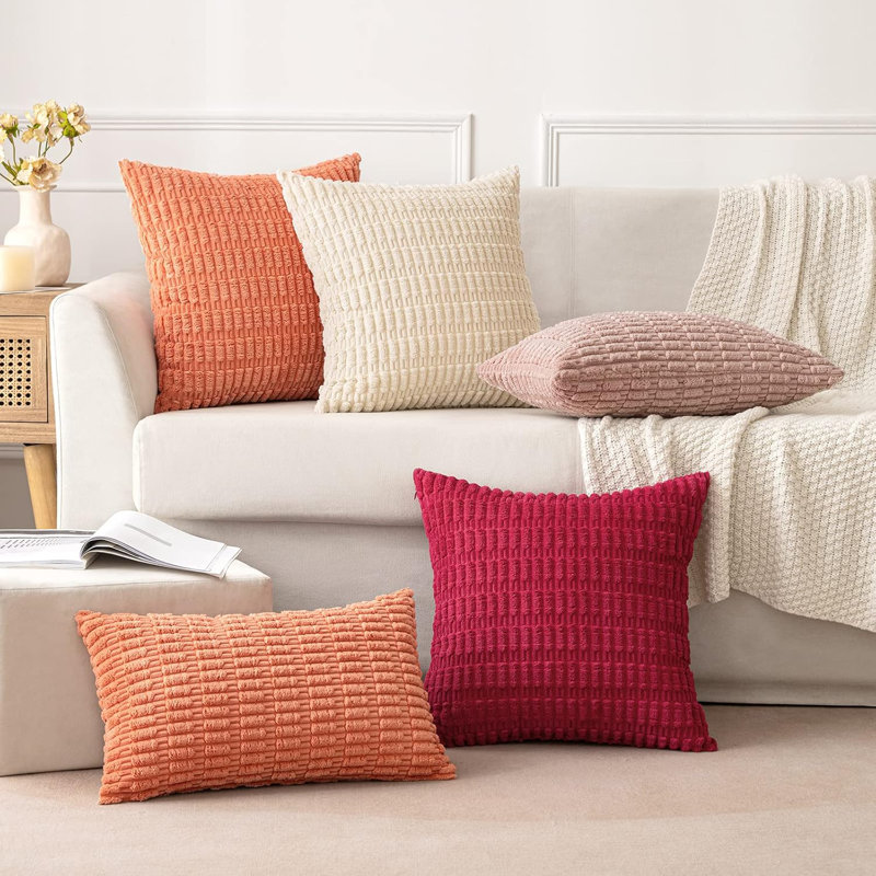 Striped Square Cushion Cover, Pink