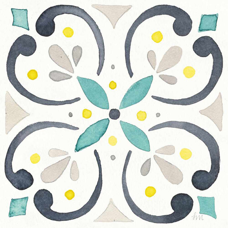 " Garden Getaway Tile IV White " by Laura Marshall, 12" H x 12" W