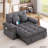 59.6" Sleeper Sofa With Adjustable Back, Charging Station & Pillows-858212861