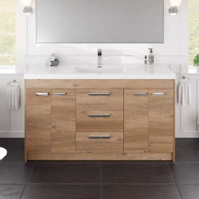 Meuble-lavabo avec comptoir en acrylique et lavabo intégré en acrylique l 60 po x P 20 po Wauconda