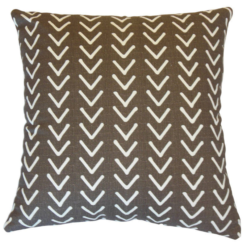 Roan Geometric Cotton Reversible Throw Pillow, 22" x 22", Mud