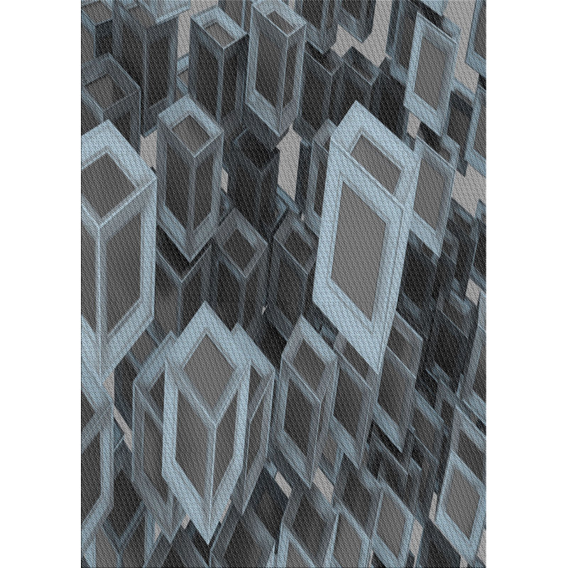 Tapis géométrique gris, Rectangle 5 pi x 7 pi