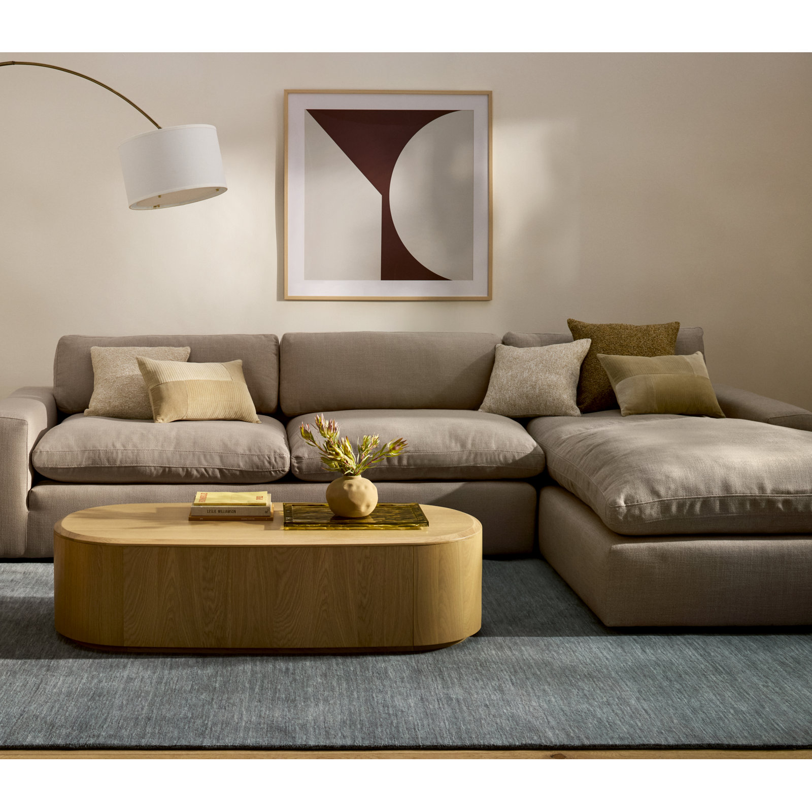 Asher 2 - Piece Upholstered Chaise Sectional, Right Hand Facing, Effie Flax Performance Linen