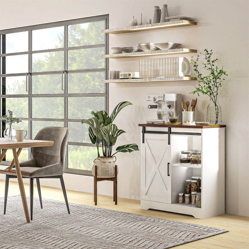 Charmant buffet rustique avec options de rangement polyvalentes, Blanc