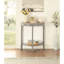 Élégante table demi-lune en chêne naturel et gris - console de rangement pour un usage quotidien