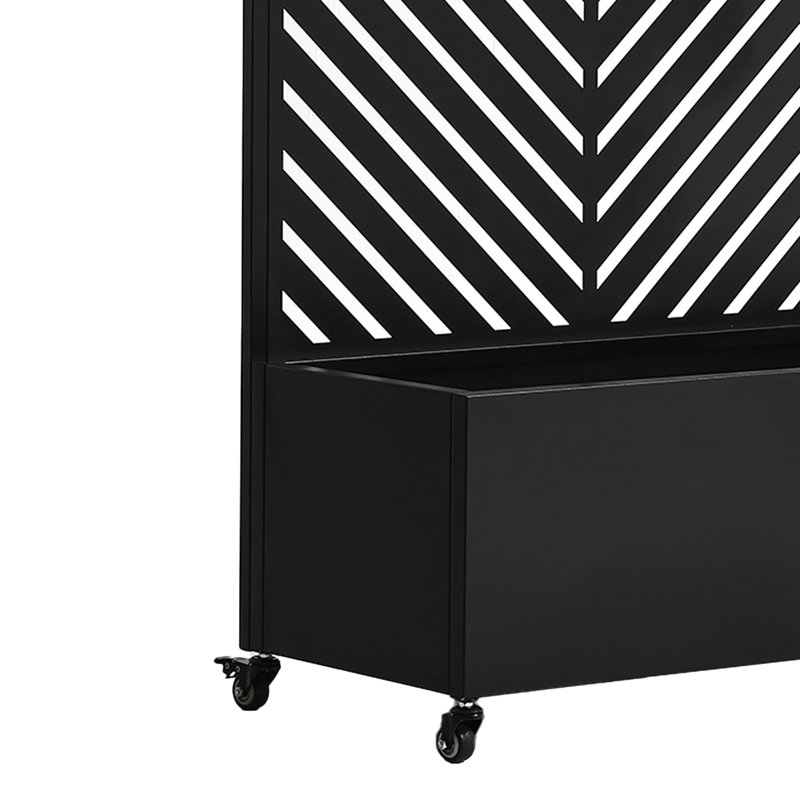 Metal Planter Box with Trellis and Wheels, 70.8" H x 35.5" W x 15.7" D