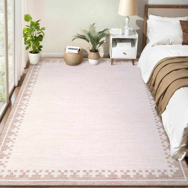 Tapis modernes à bordures lavables modernes pour la chambre à coucher, tapis doux et résistant aux taches et résistant aux taches