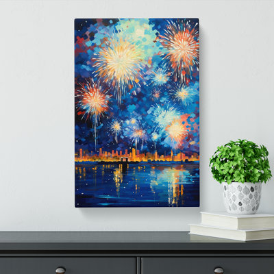 Fireworks Impressionism - Wrapped Canvas
