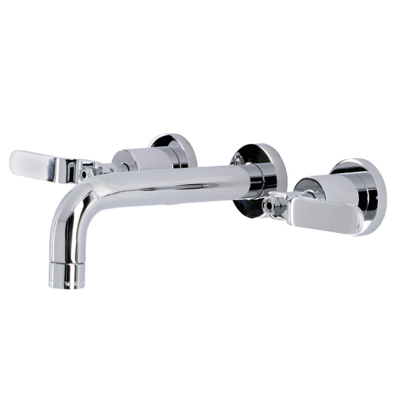 Kingston Brass Whitaker Two-Handle 3-Hole Wall Mount Bathroom Faucet, Polished Chrome