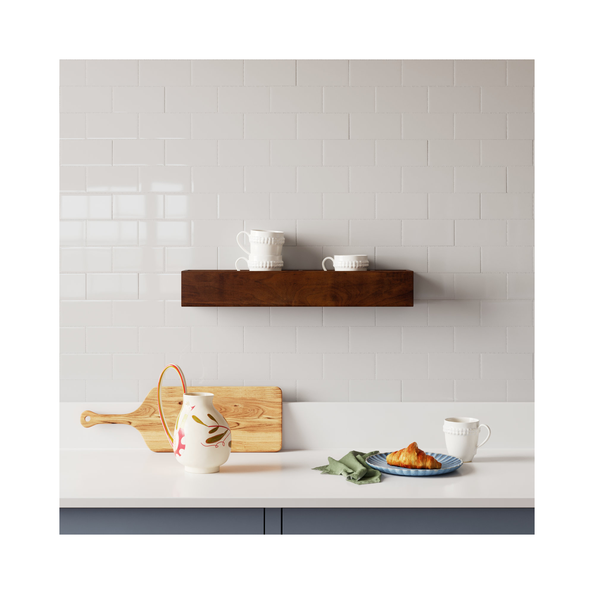 Sabini Wall Pocket Shelf, Walnut Brown