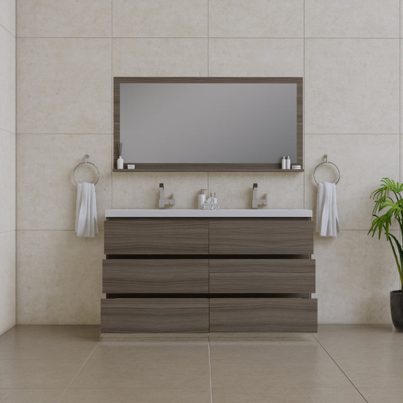 Ensemble de meuble-lavabo double 60 po Arjina, Gris