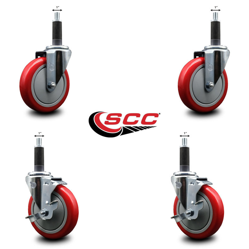 Ensemble de roulettes extensibles pivotantes en poly 1 roue 2 pouces SCC