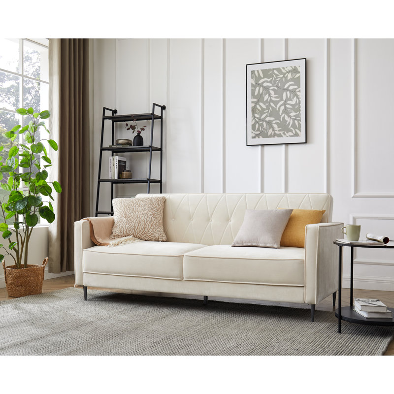 Aticus 3 Seater Sofa Bed, White Velvet
