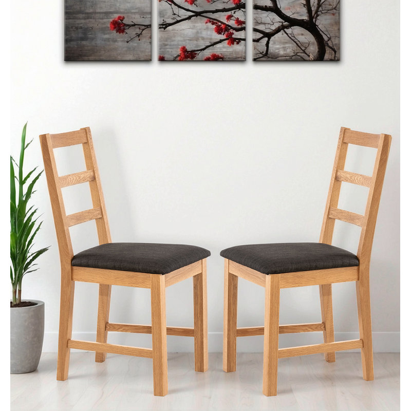 47cm H Fabric Upholstered Ladder Back Side Chair, Charcoal