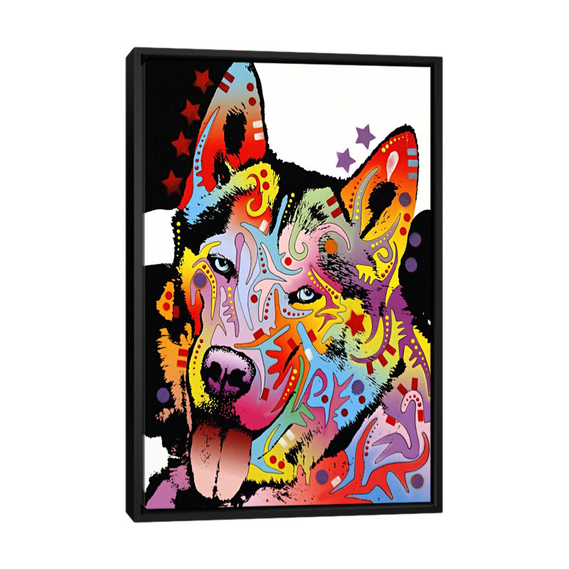 Husky sibérien - impression sur toile tendue, H 26 po x l 18 po x P 1,5 po, Cadre noir