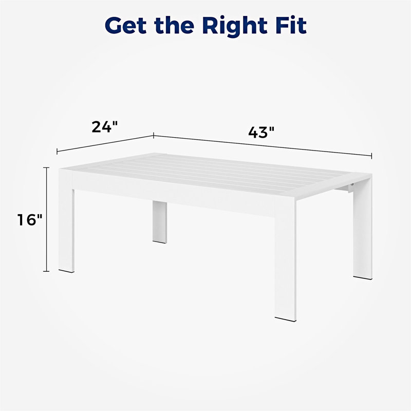 Table basse d'extérieur en aluminium toutes saisons, Blanc