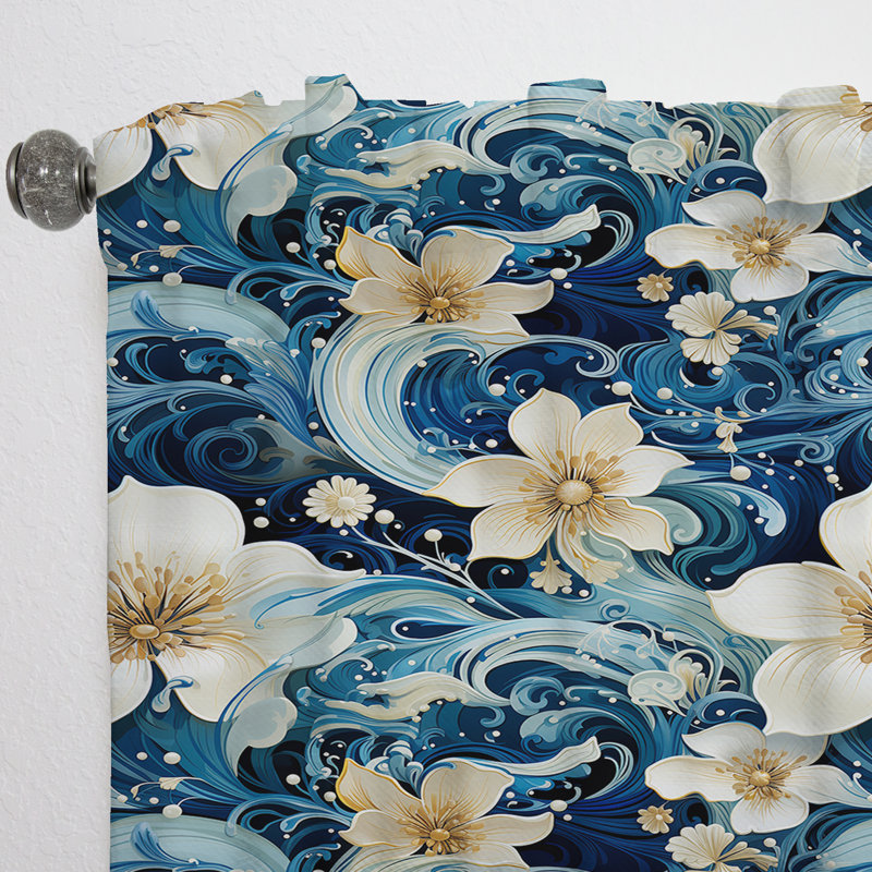 Nautical Allure Paisley Pattern III - Floral Curtain - Room Darkening Floral Curtain - 1 Panels, 52" W x 63" L