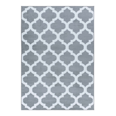 Gris abstrait/Tapis décoratif blanc