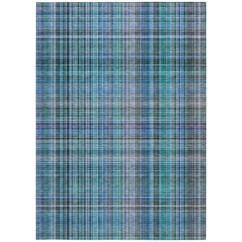 Tapis intérieur / extérieur 8 pi x 10 pi bleu sarcelle lavable antidérapant