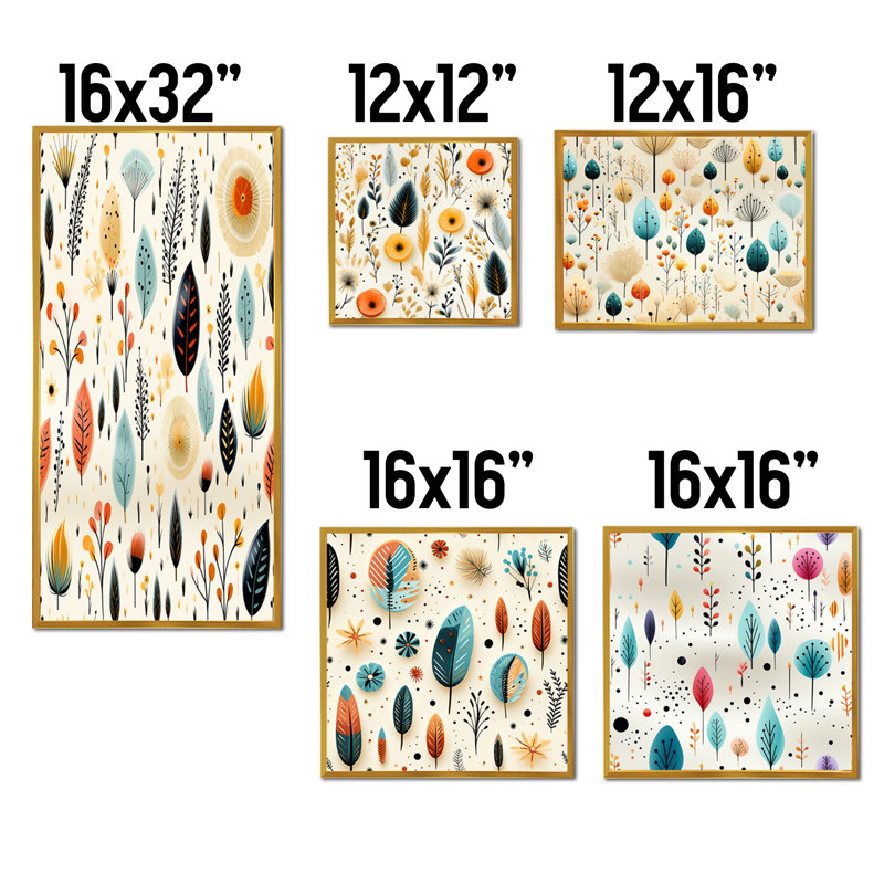 Peraz - ensemble de 5 reproductions d'art mural éclectique, Cadre flottant doré
