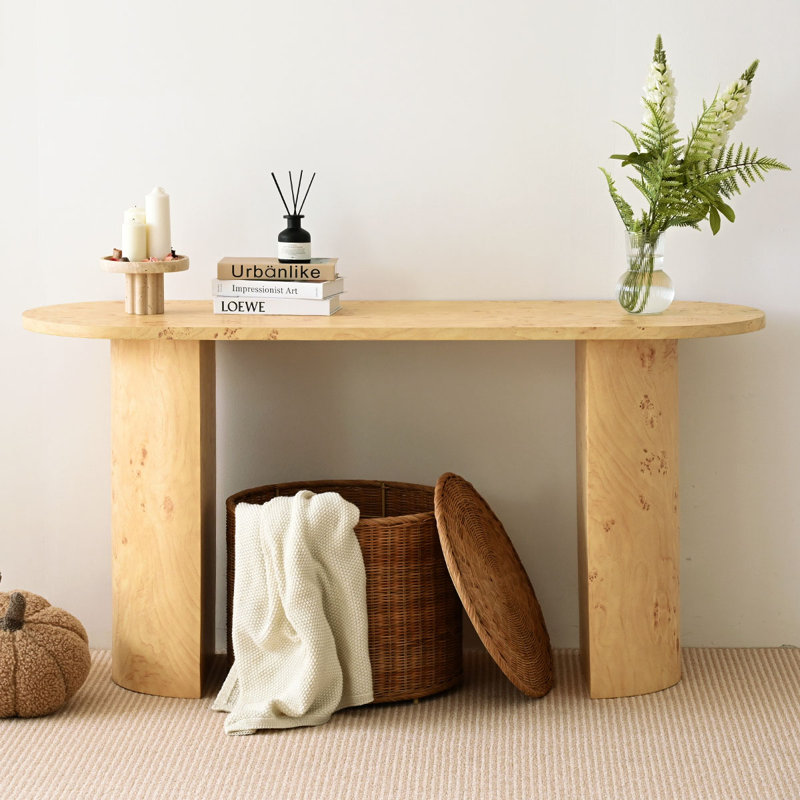 Drusi 60" Burl Wood Waterfall Console Table