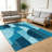 Teal Geo Block carpet-easy to clean, machine-washable, soft and comfortable; suitable for door mats, kitchens, living rooms, bedrooms, corridors, and laundry areas. Easy to clean, durable carpet for home decoration.-607032616