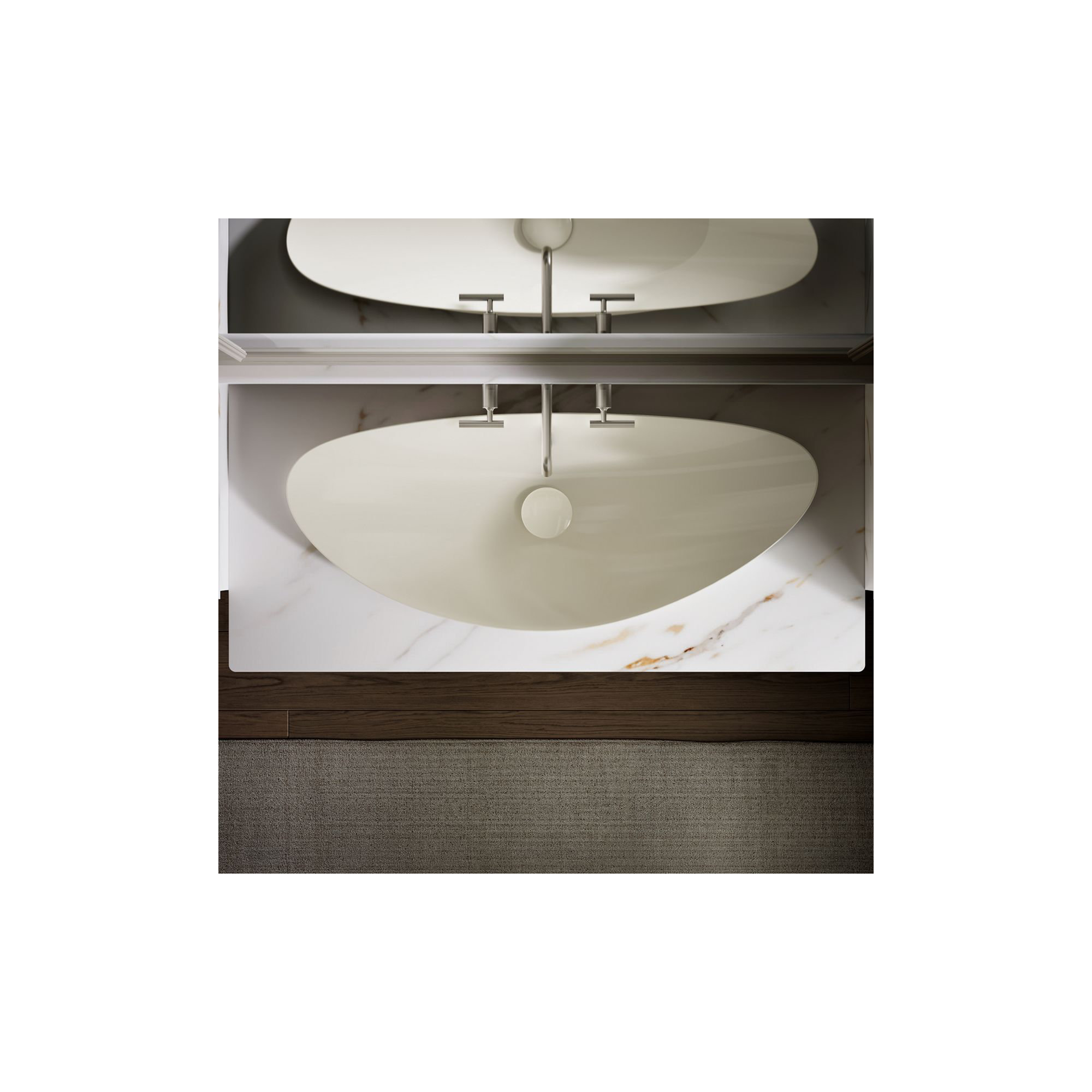 Veil Trough Fireclay Specialty Vessel Bathroom Sink, Biscuit
