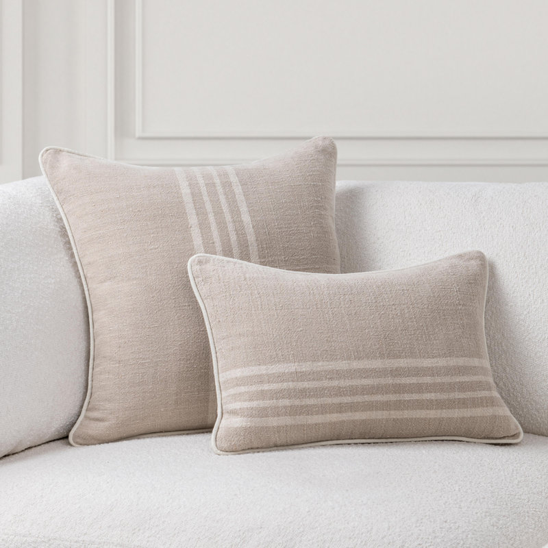Newport  Linen Fabric Throw Pillow, Rectangle 14"H x 20"W, Ivory