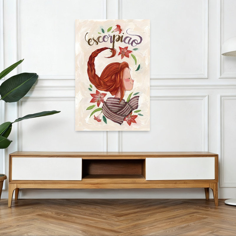 «Whimsical Scorpio Girl Whimsical Abstract Contemporary Flower Portrait», reproduction d'art mural, 48" H x 32" W
