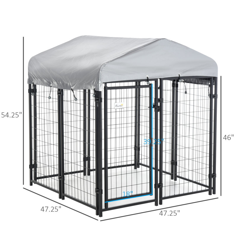 Galvanized Steel Outdoor Dog Kennel with UV-Resistant Roof