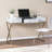 45" White and Bronze Glass and Iron Sled With Two Drawers