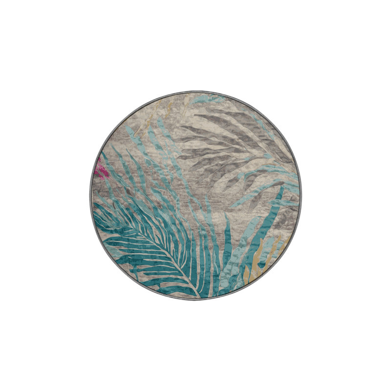 Machine Washable Gray Area Rug, Round 7'