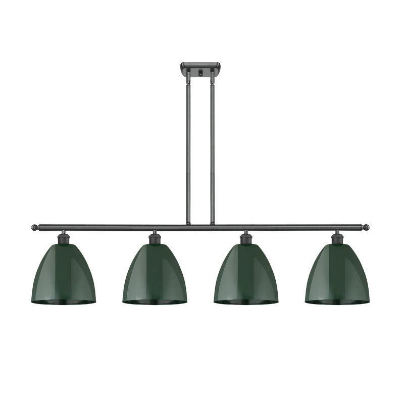 Lustre 4 lumières Plymouth Dome, Noir mat, Vert