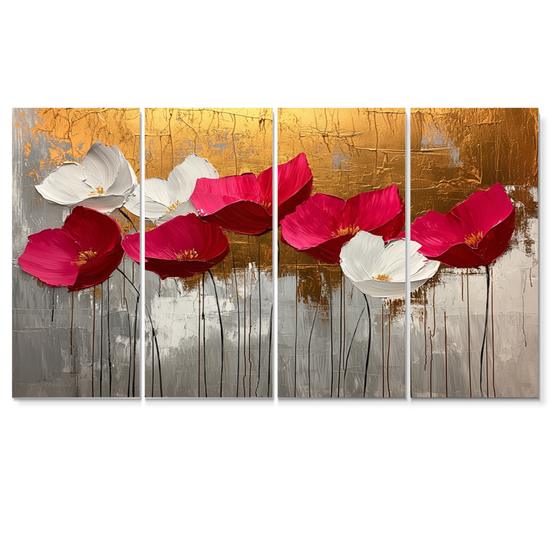 Art mural Friedel - fleurs sauvages - décoration murale traditionnelle, H 32 po x l 64 po, 4