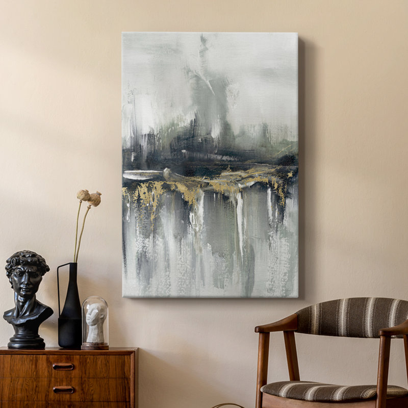 Indyscape and Gold -Custom Wrapped Gallery Cavas, 27" H x 18" W