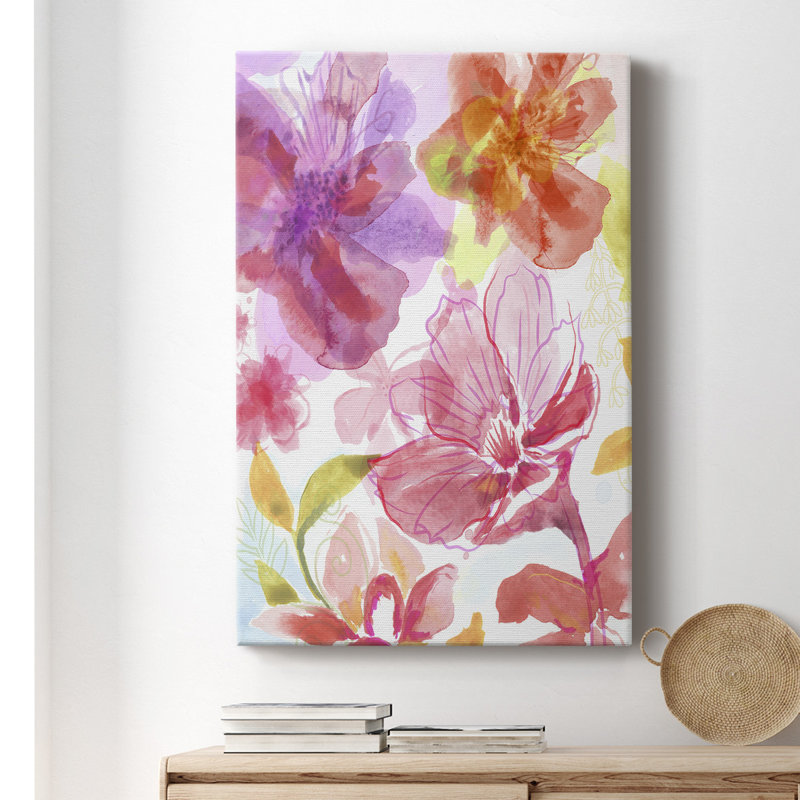 Blossoms in the Sun III - peinture sur toile tendue, H 48 po x l 32 po x P 1 po