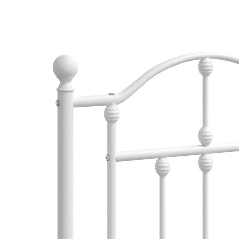 Bralon vidaXL Metal Bed Frame with Headboard & Slats, No Mattress, Easy Assembly, White, Full / Double